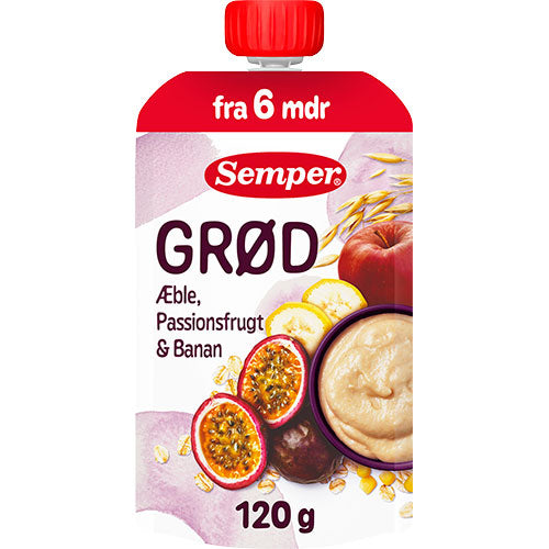 Semper Grød Med Passionsfrugt, Æble Og Banan Fra 6 Mdr. | 120 g fra Semper