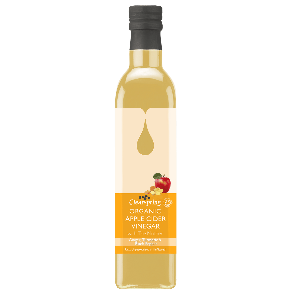 Clearspring Æblecidereddike Økologisk M.ingefær, Gurkemeje, Peber & Eddikemor | 500 ml fra Clearspring