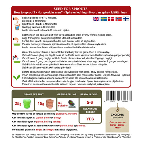 Karsefrø til spiring Ø fra GEO