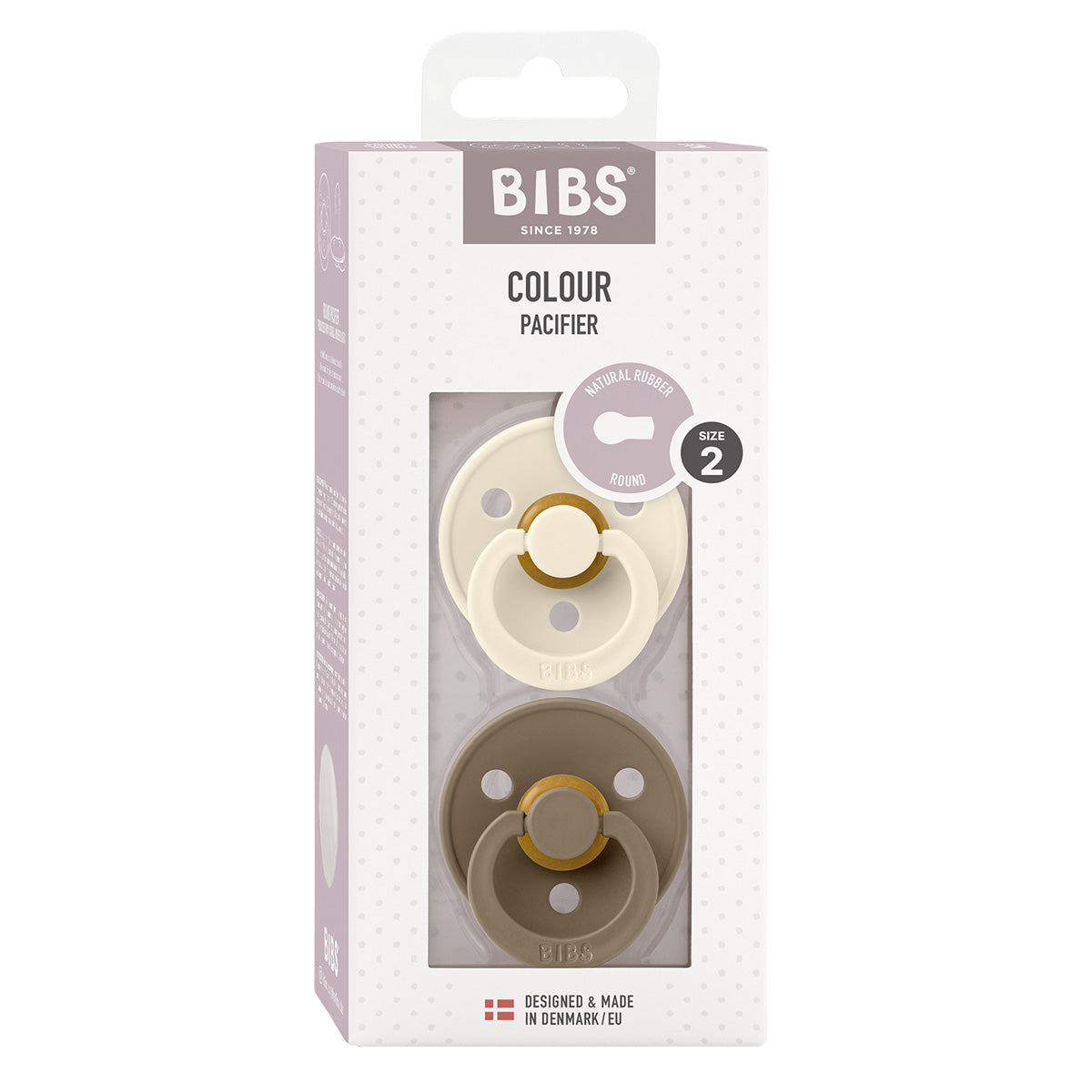 BIBS Colour Latex Ivory/Dark Oak | Size 2 - 2 PACK fra BIBS