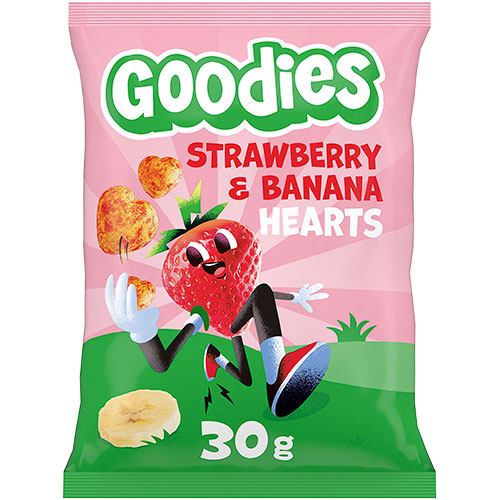 Goodies Crunchy Hearts Banana & Strawberry | 30 g fra Goodies