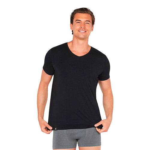 Men´s V-Neck T-Shirt sort str. XL fra Boody