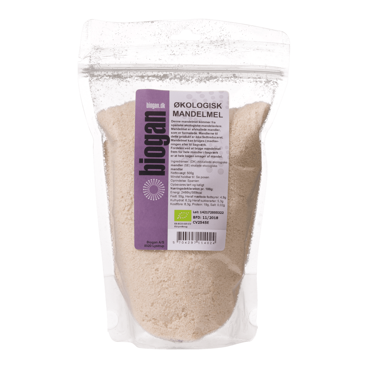 Biogan Økologisk Mandelmel | 500 g fra Biogan