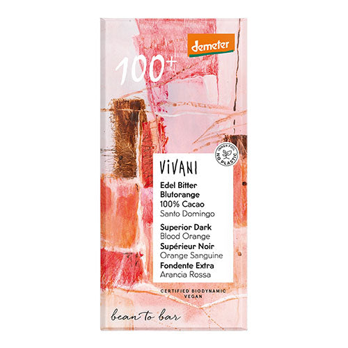 Vivani 100 % mørk chokolade m. appelsin Ø Demeter fra Vivani