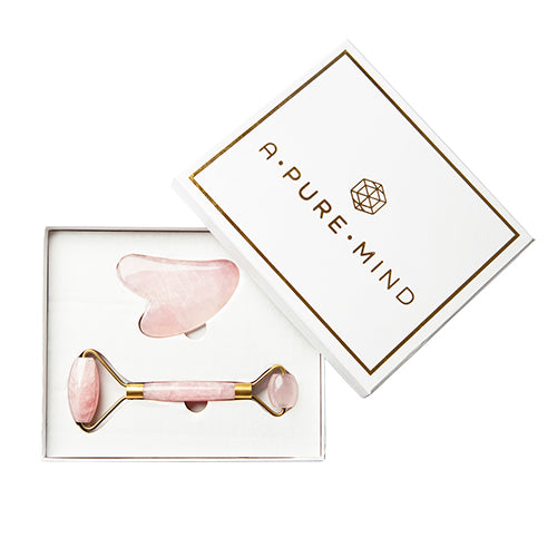 Gaveæske Ansigtsrulle samt sten i Rosa Kvarts fra A Pure Mind