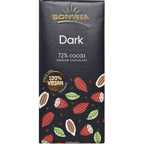 Chokolade mørk 72% cacao Ø fra BonVita