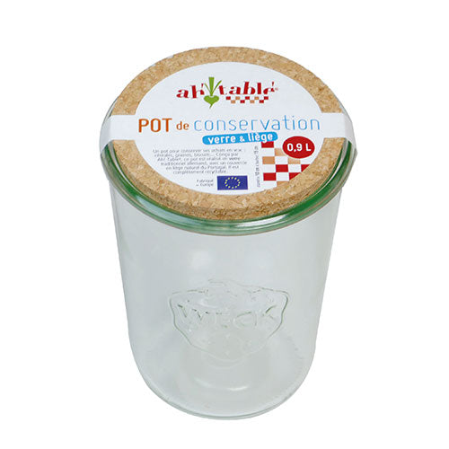 Opbevaringsglas m. kork låg 0,9 L fra Ah table