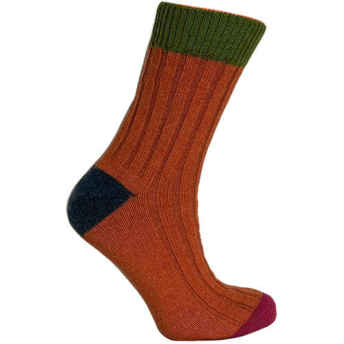 Merinostrømper Lime/orange str. 43/46 fra Clemente