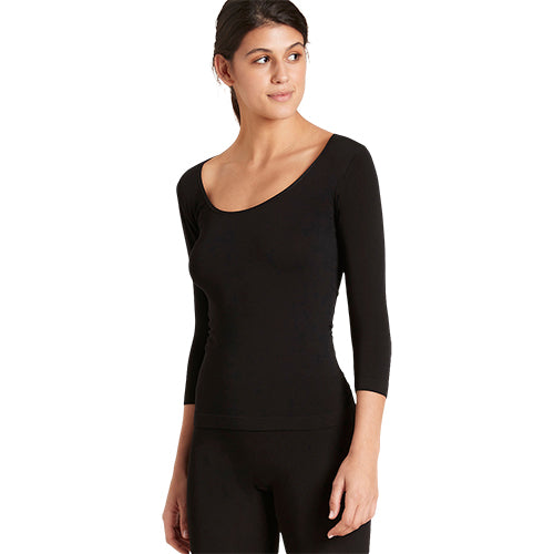 Scoop 3/4 Sleeve Top sort str. L fra Boody