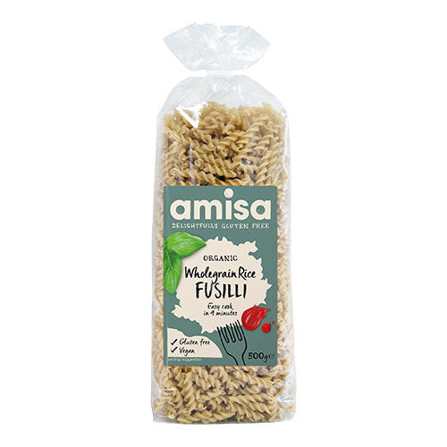 Fuldkornsris Fusilli pasta Ø fra Amisa