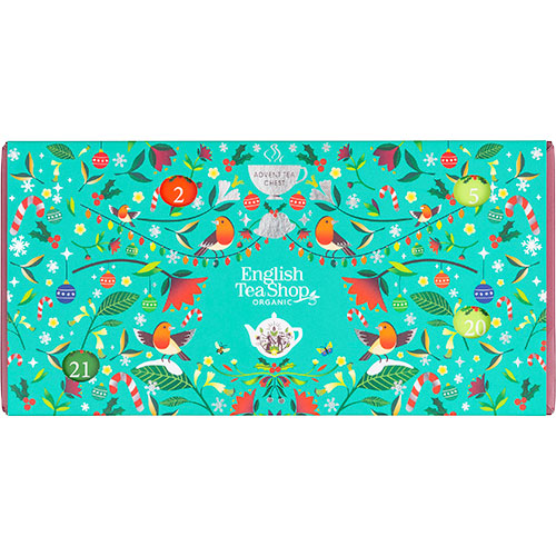 Julekalender æske m. pyramide teposer (turkis) Ø