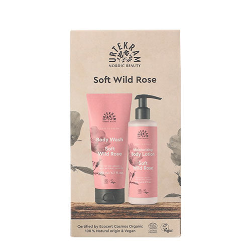 Gaveæske Soft Wild Rose Body Lotion & Body Wash fra Urtekram