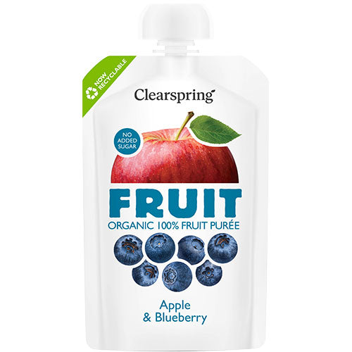 Æble & blåbær frugtpuré Ø fra Clearspring