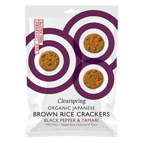 Rice Cracker Black Pepper & Tamari Ø fra Clearspring