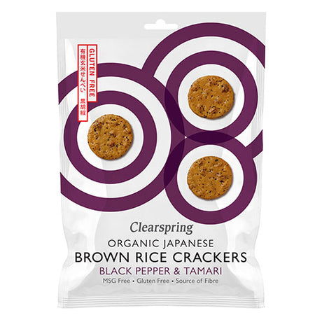 Rice Cracker Black Pepper & Tamari Ø fra Clearspring