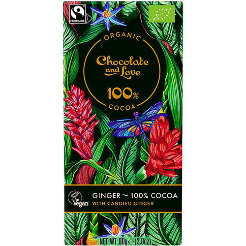 Mørk chokolade med kandiseret ingefær 100% Ø