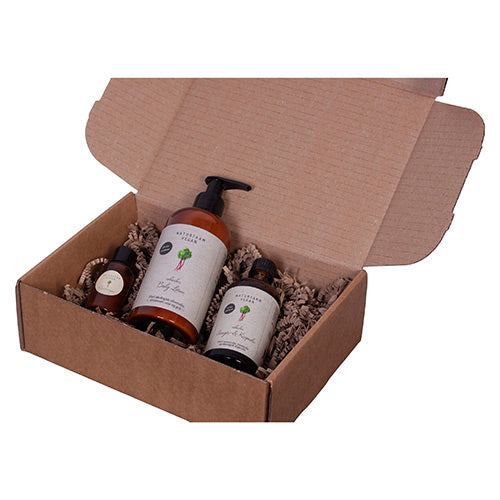 Gaveæske Rabarber til krop og ansigt værdi 225,- fra Naturfarm