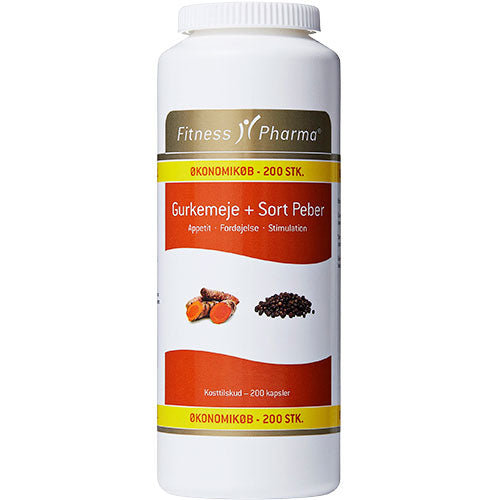 Fitness Pharma Gurkemeje & Sort Peber | 200 kapsler fra Fitness Pharma