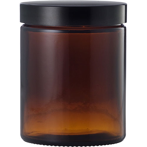 Brun glaskrukke fra Urtegaarden