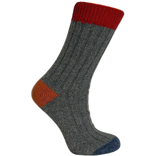 Merinostrømper Rød/grå str. 43/46 fra Clemente