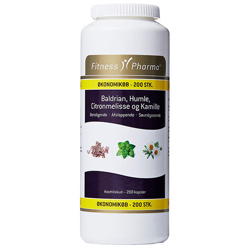 Baldrian, humle, citronmelisse fra Fitness Pharma
