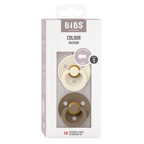 BIBS Colour Latex Size 1 Ivory/Dark Oak 2 PACK fra BIBS