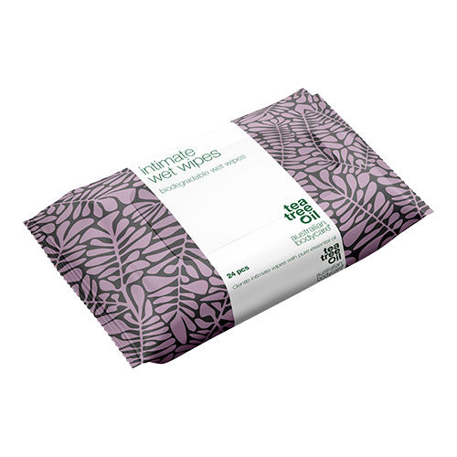 Vådservietter med Tea Tree Oil til intimpleje fra Australian Bodycare