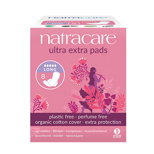 Natracare bind 8 stk LONG ultra extra m. vinger fra Natracare