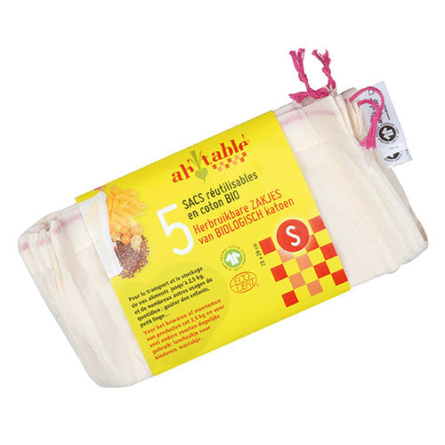 Grøntsagsposer øko bomuld str. S, 5 stk. fra Ah table