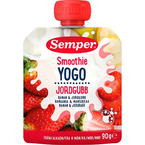 YOGO Smoothie med banan & jordbær fra 6 mdr. fra Semper