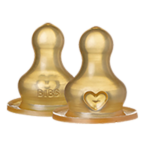 BIBS Bottle Nipple 2 PACK Latex Fast Flow fra BIBS