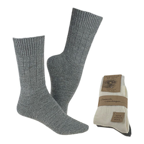 Strømper hvid & grå str. 39/42 2-pak fra Clemente