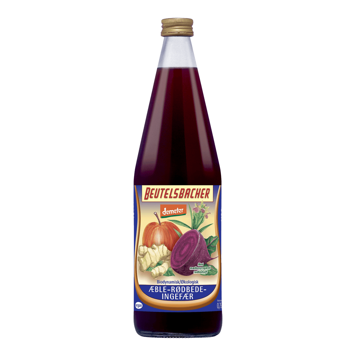Beutelsbacher Æble-rødbede-ingefær Saft Økologisk Demeter | 750 ml fra Beutelsbacher