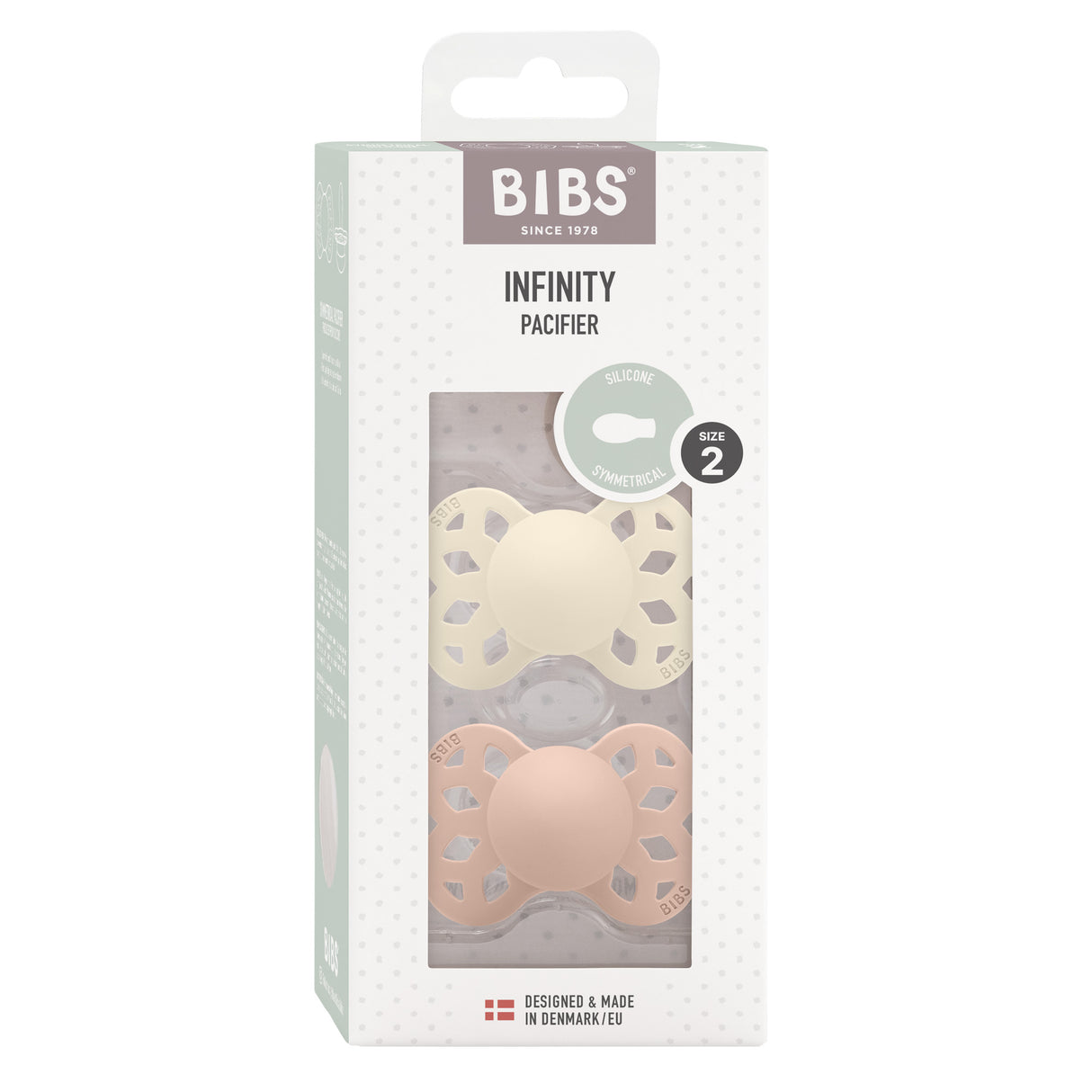 BIBS Infinity Silicone Symmetrical Ivory/Sage | Size 2 fra BIBS