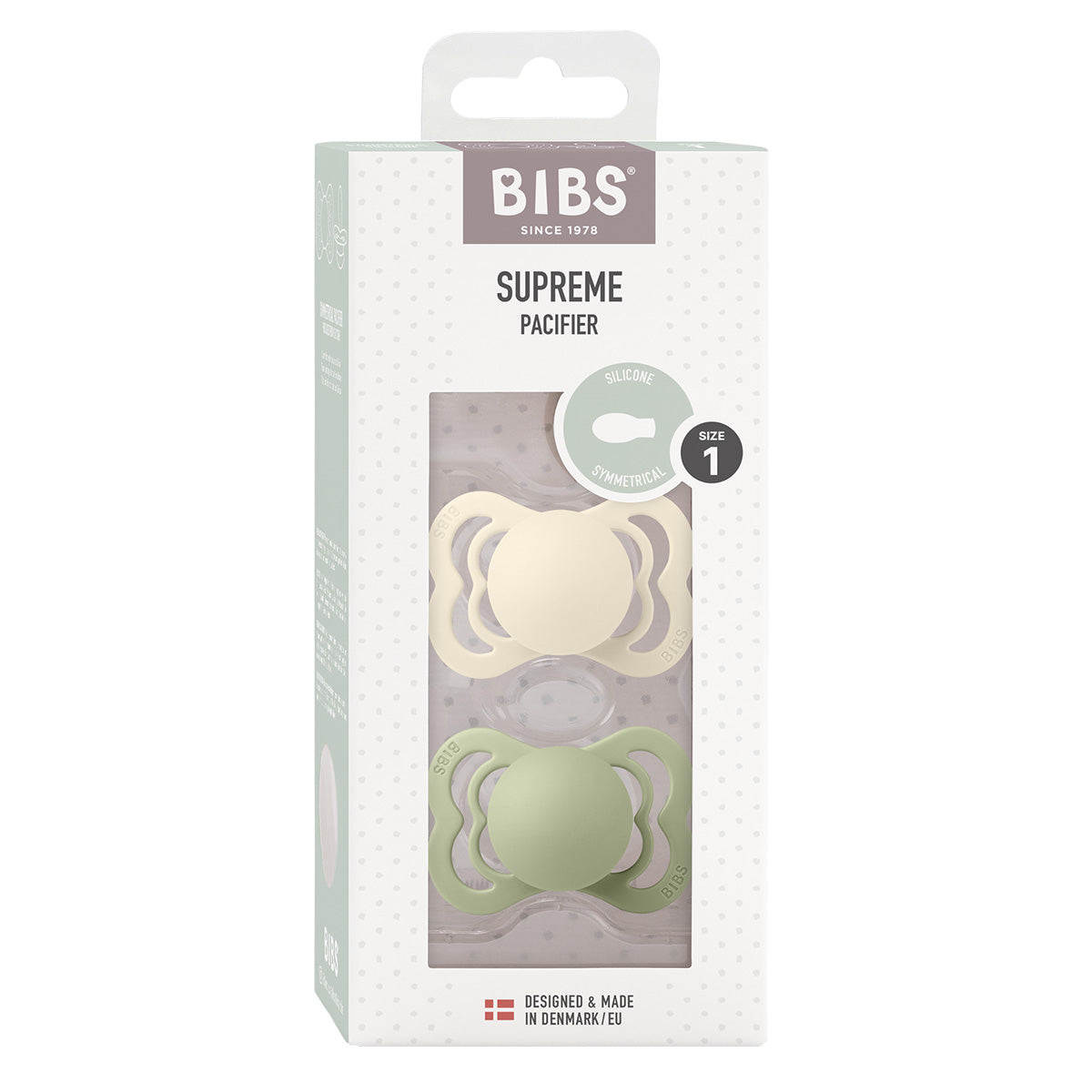 BIBS Supreme Silicone Ivory/Sage | Size 1 - 2 PACK