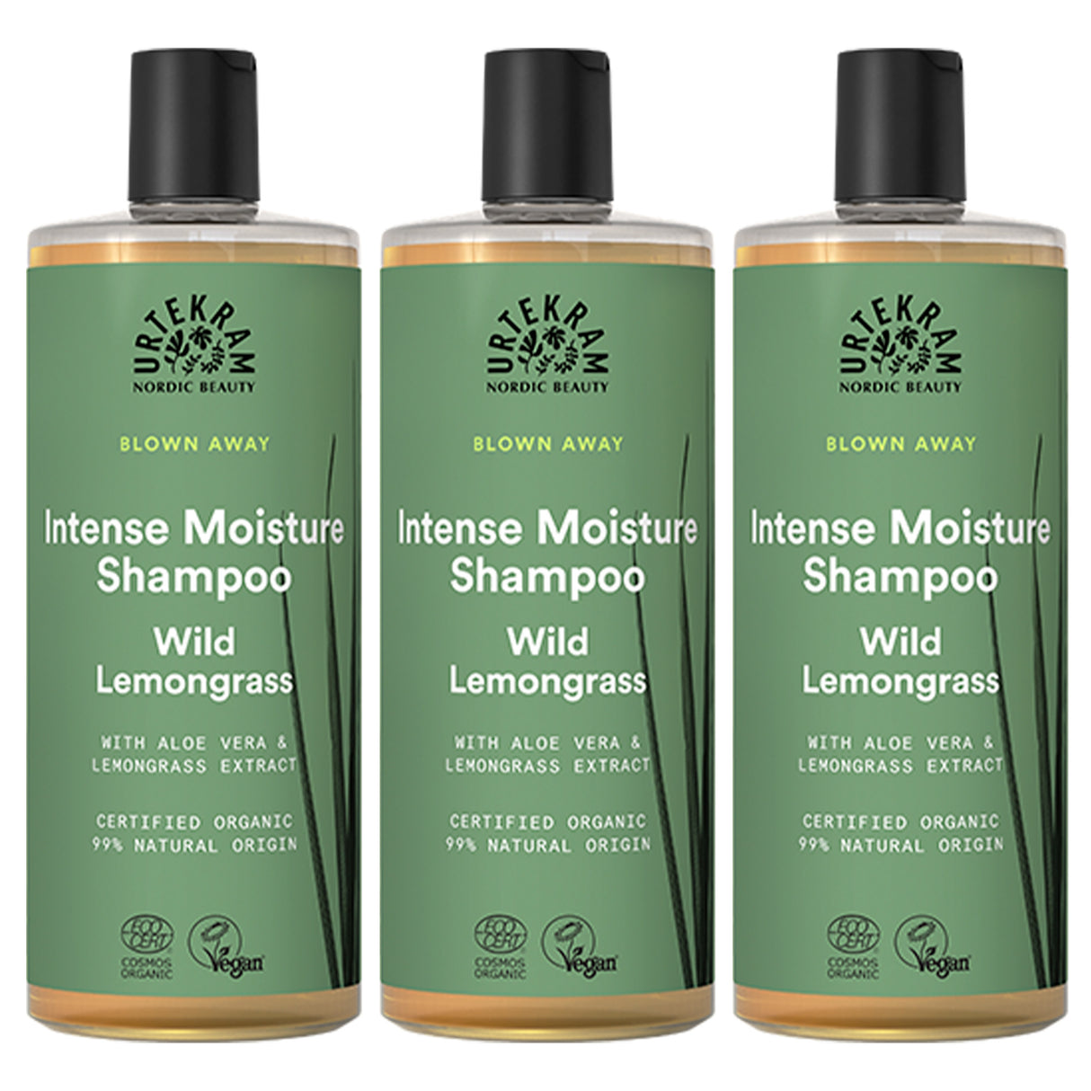 Urtekram Shampoo Wild Lemongrass T. Normalt Hår | 3 x 500 ml