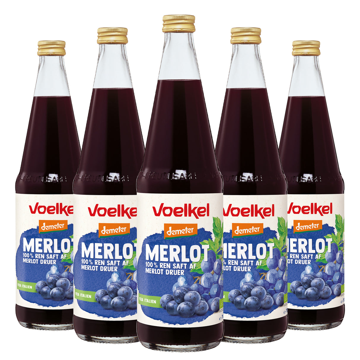 Voelkel Merlot Ren Rød Druesaft Demeter Økologisk | 5 x 700 ml