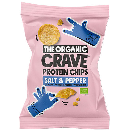Veganske protein chips m. Salt & pepper Ø fra The Organic Crave