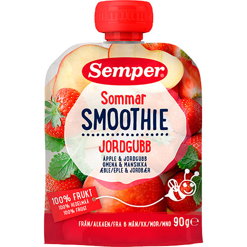 Sommer smoothie med æble og jordbær fra 6 mdr. fra Semper