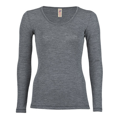 Langærmet bluse, ren uld, Slate, str. 42/44 fra Engel Natur