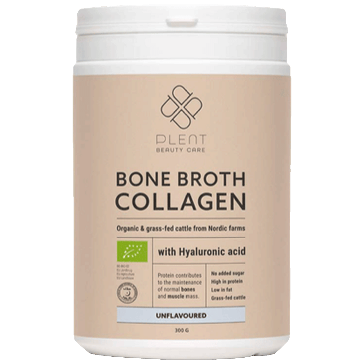 Plantforce Plent Bone Broth Collagen Unflavoured Organic | 300 g fra Plantforce