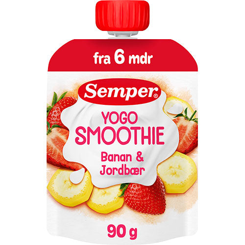 Semper Yogo Smoothie Med Banan & Jordbær Fra 6 Mdr. | 90 g fra Semper