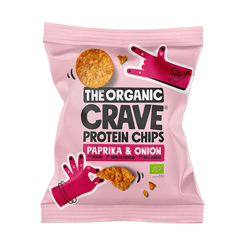Veganske protein chips m. Paprika & onion Ø fra The Organic Crave