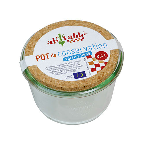 Opbevaringsglas m. kork låg 0,4 L fra Ah table