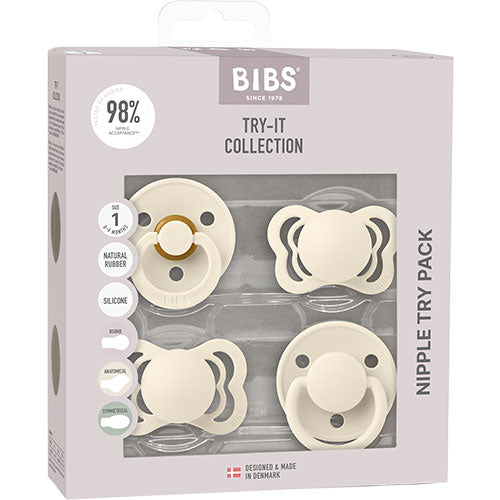 BIBS Try-it collection Size 1 Ivory 4 PACK fra BIBS