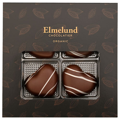 Gaveæske m. Marcipanhjerter mørk chokolade Ø