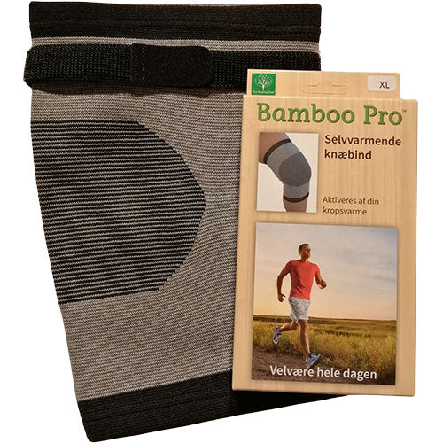 Knæbind Str: XL m/velcrobånd, selvvarmende fra Bamboo Pro