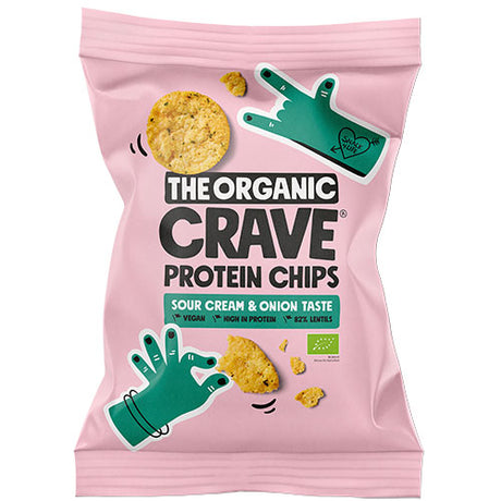 Veganske protein chips m. Sour cream & onion Ø fra The Organic Crave