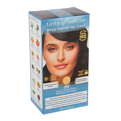 Hårfarve 2N Darkest Brown fra Tints of nature