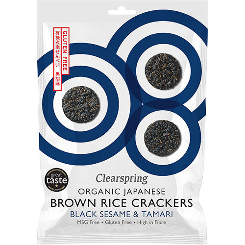 Rice Cracker black sesame Ø fra Clearspring
